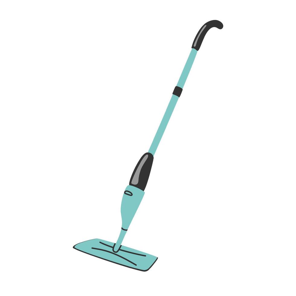 Illustration of floor cleaning mop tool in flat style. Modern household equipment for cleaning, mopping and washing surfaces. vector