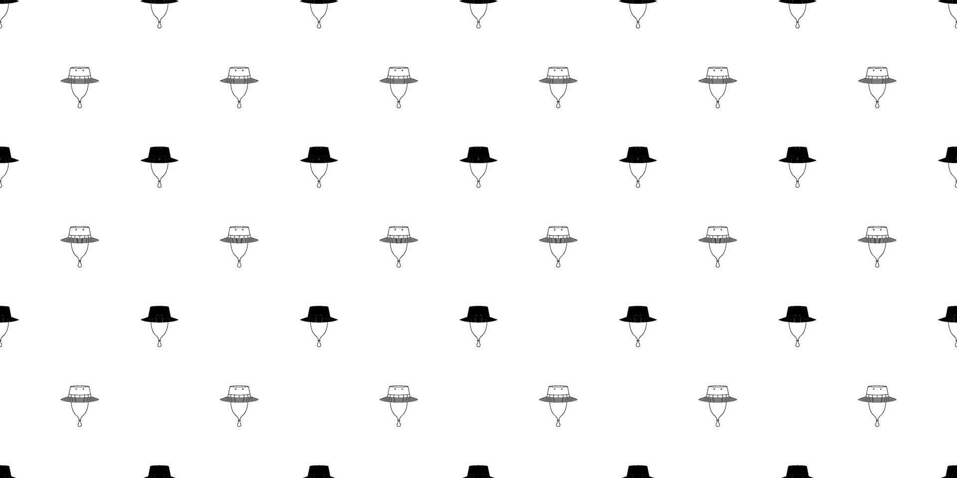 black white boonie hat or booney hat seamless pattern vector