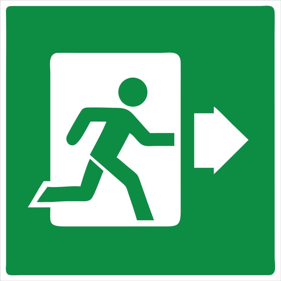 Classic Emergency Exit Sign Icon with Green Background and White Running Figure vector