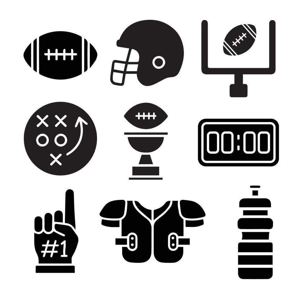 football solid icon set vector