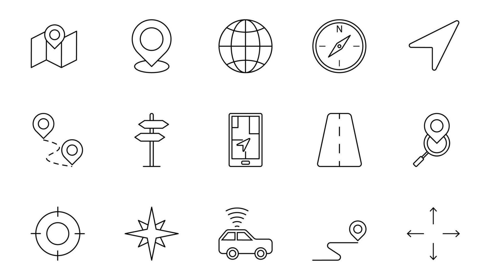 navigation line icon set vector