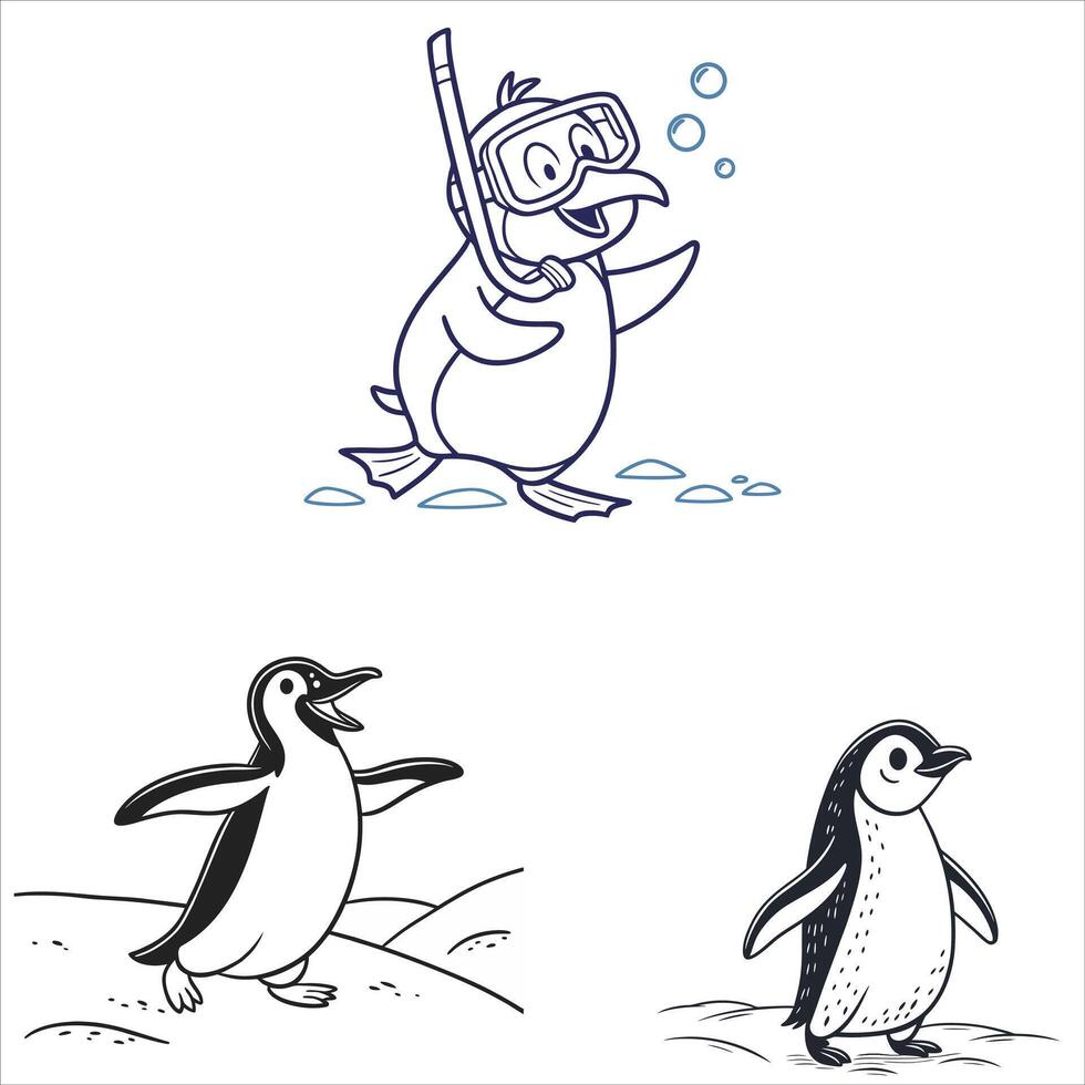 A cute cartoon penguin with ice cream, a funny winter illustration of a happy Antarctic animal vector