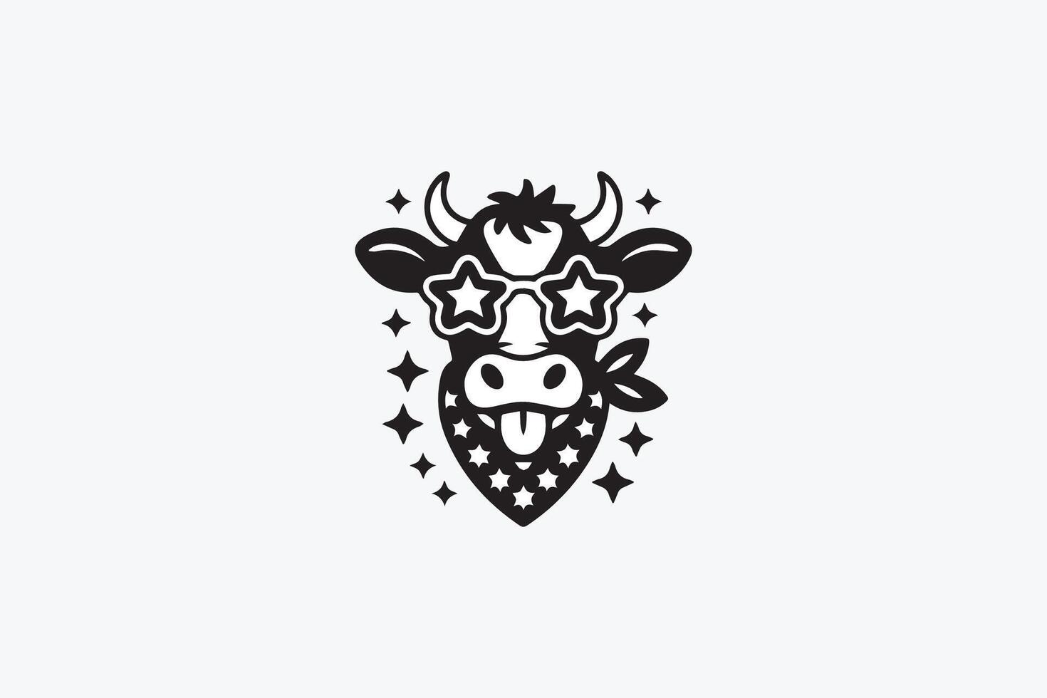 cool cow illustration vector