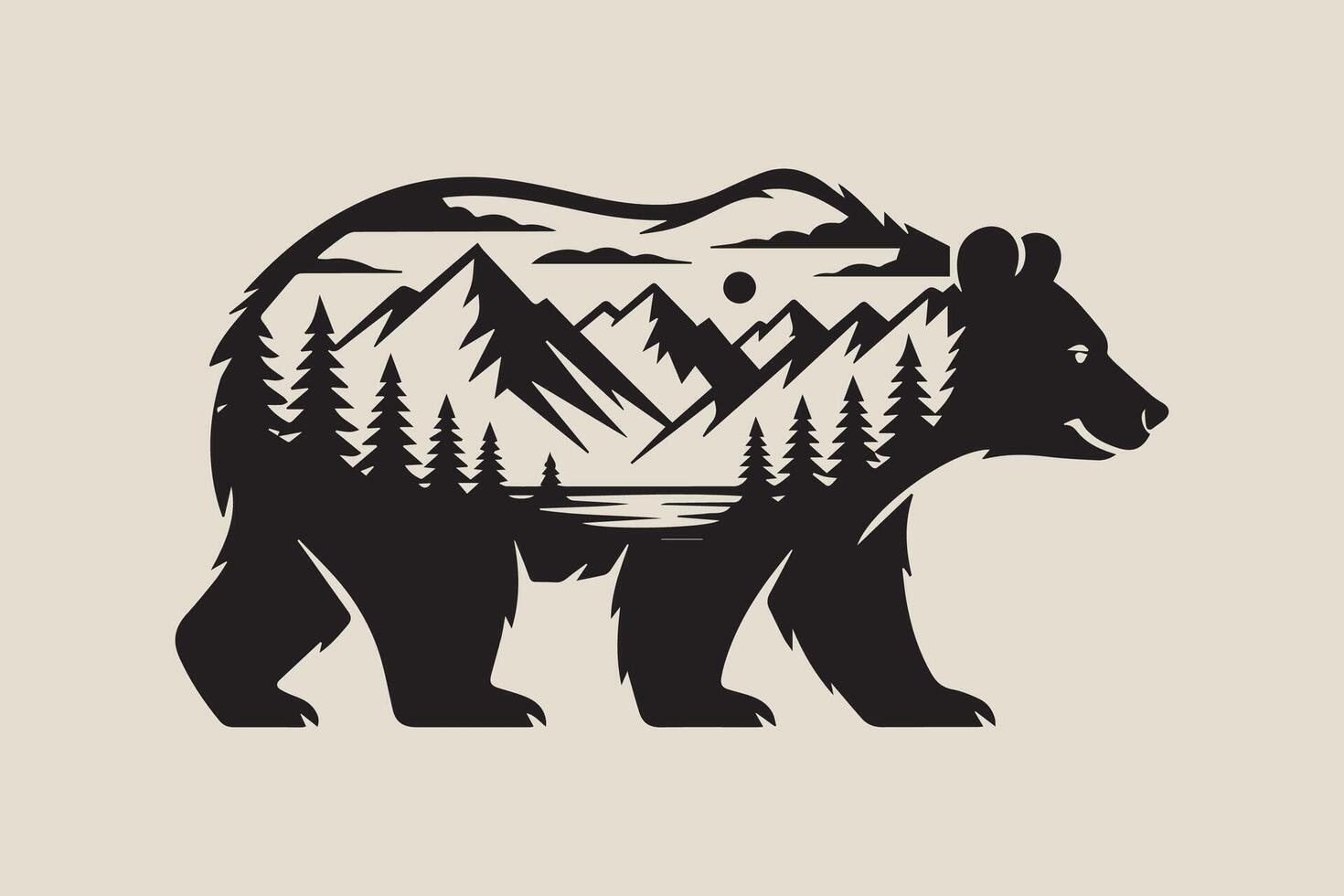 adventure roaring bear illustration vector