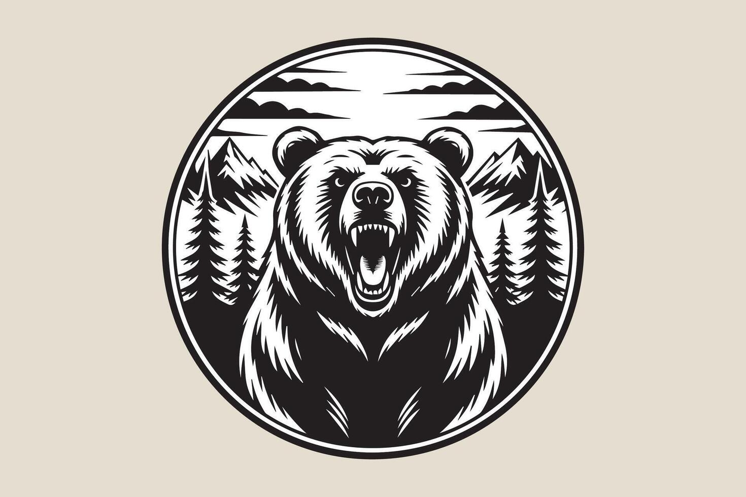 hunting bear illustration vector