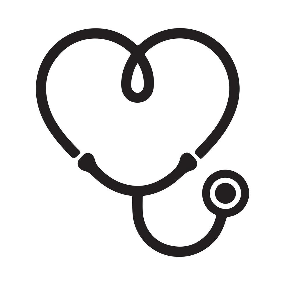 Black stethoscope forming heart shape on white background vector