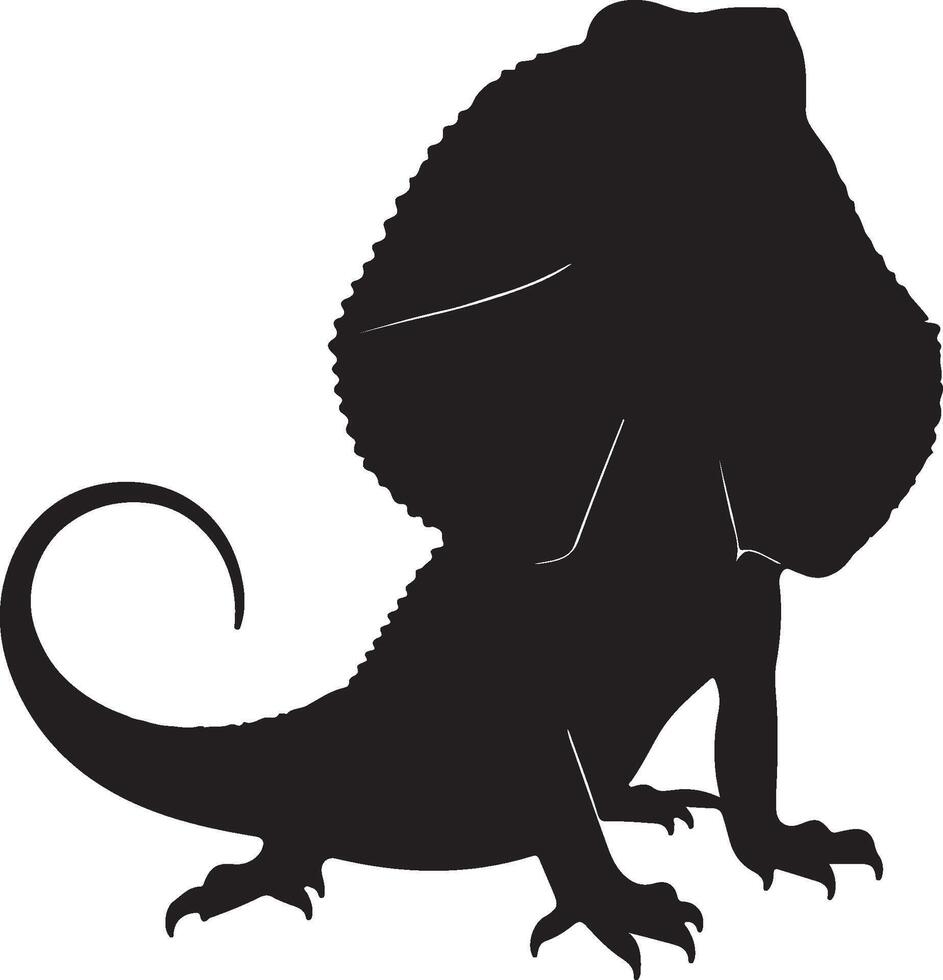 Frilled Lizard Solid black silhouette vector