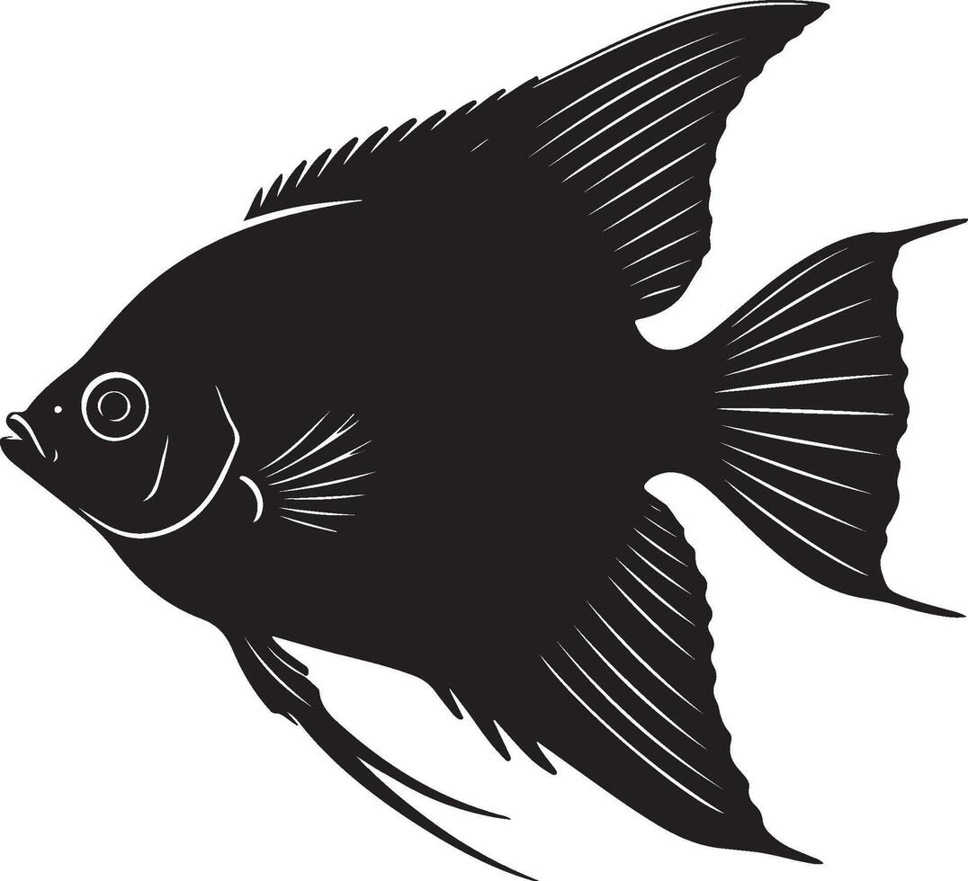 Angelfish Solid black silhouette vector