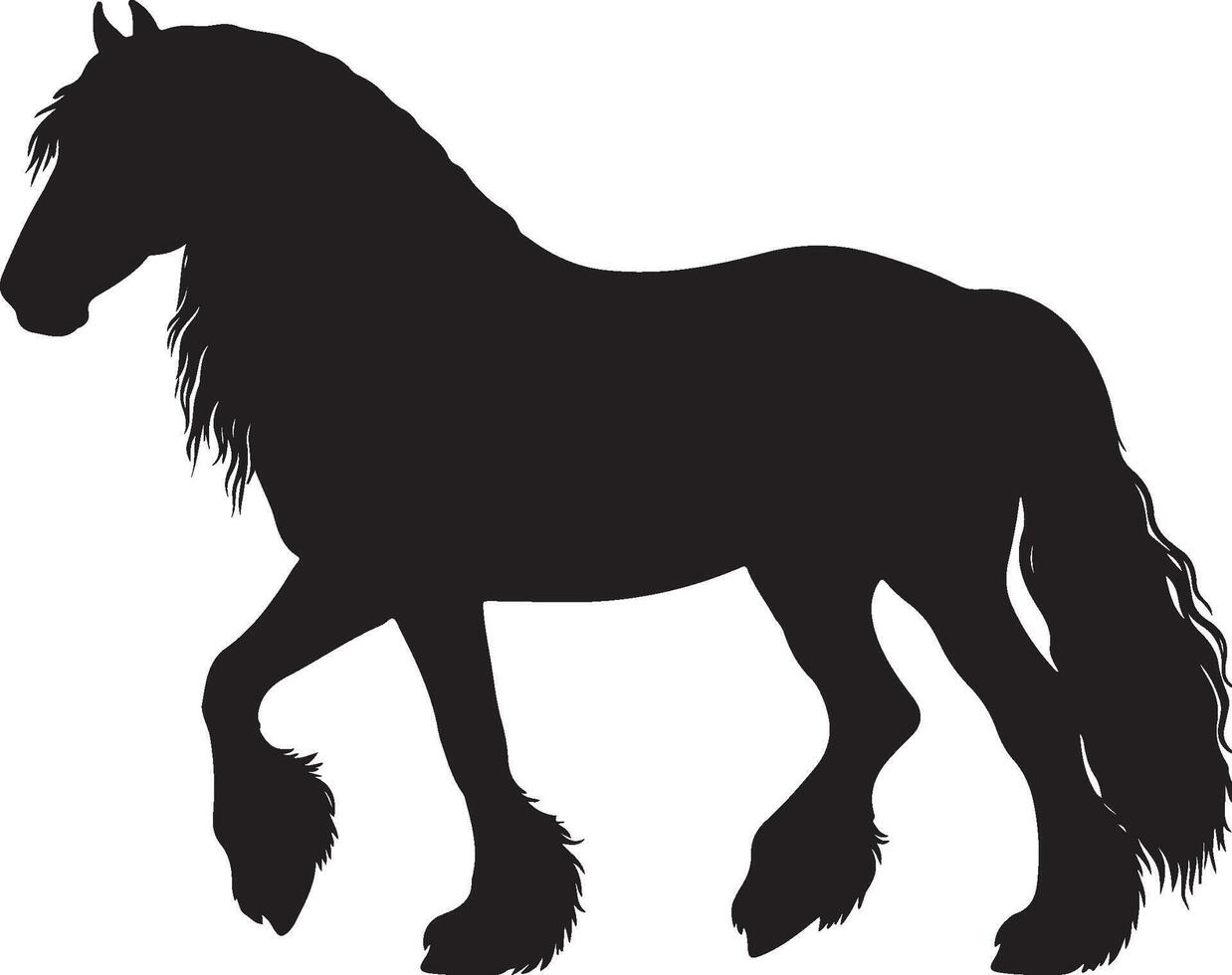 Frisian Horse Solid black silhouette vector