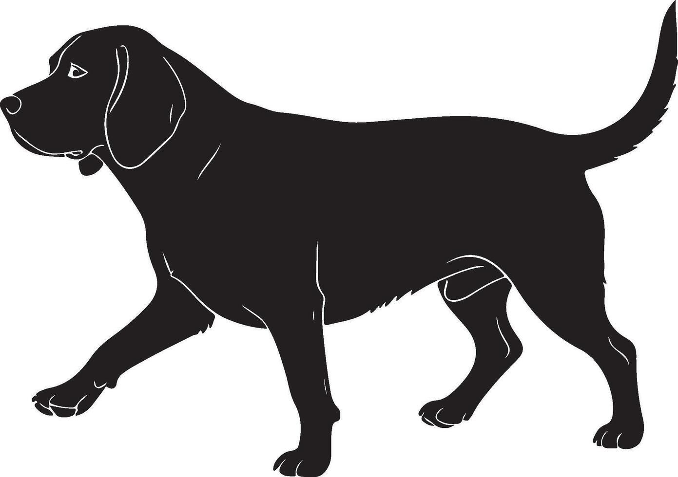 Bavarian Mountain Hound Solid black silhouette vector
