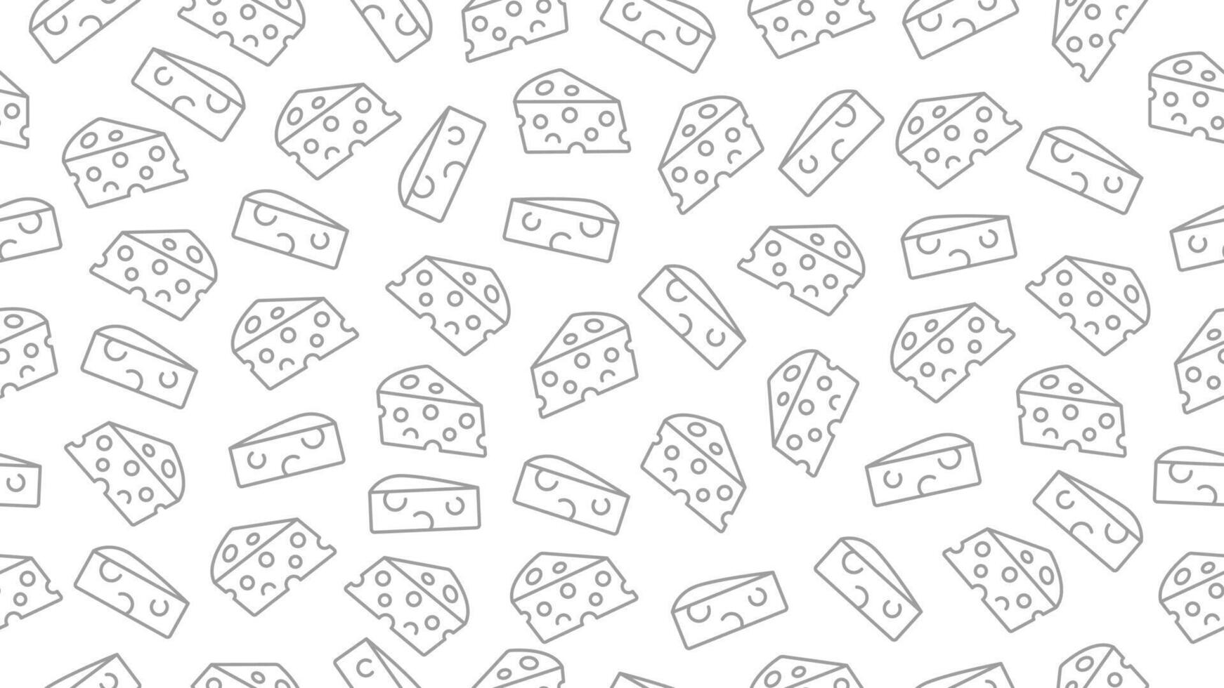Cheese pattern background. Seamless motif of cheese doodle. Hand drawn black and white cheese wallpaper vector