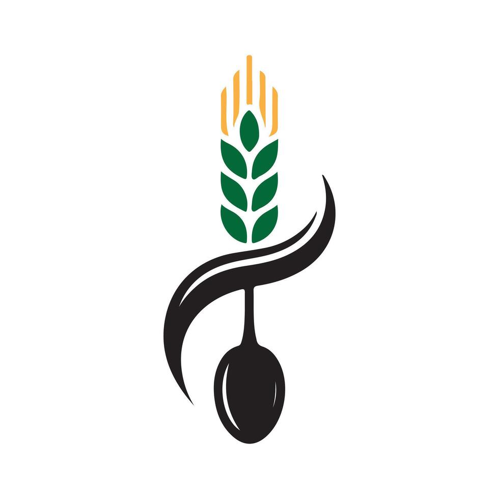 Wheat stalk and spoon logo graphic grain food vector