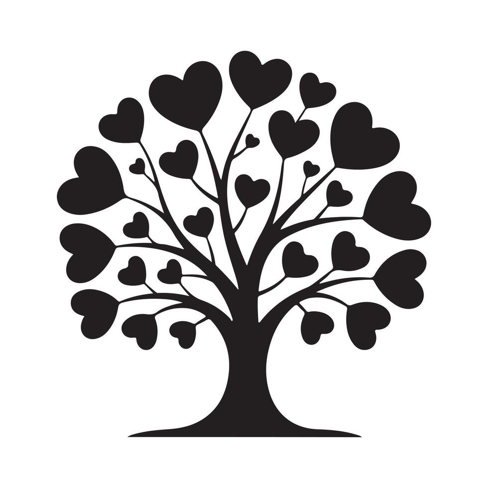 Black heart tree silhouette with white background vector