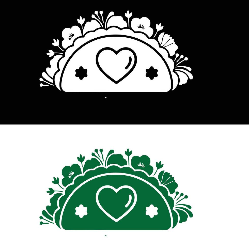 Two different logos for a taco and a heart vector