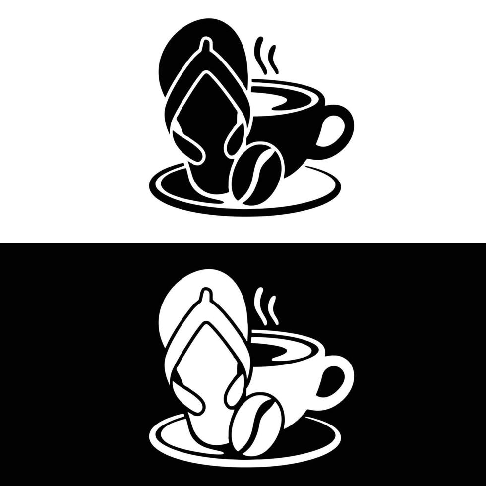 Coffee and flip flops logo design vector