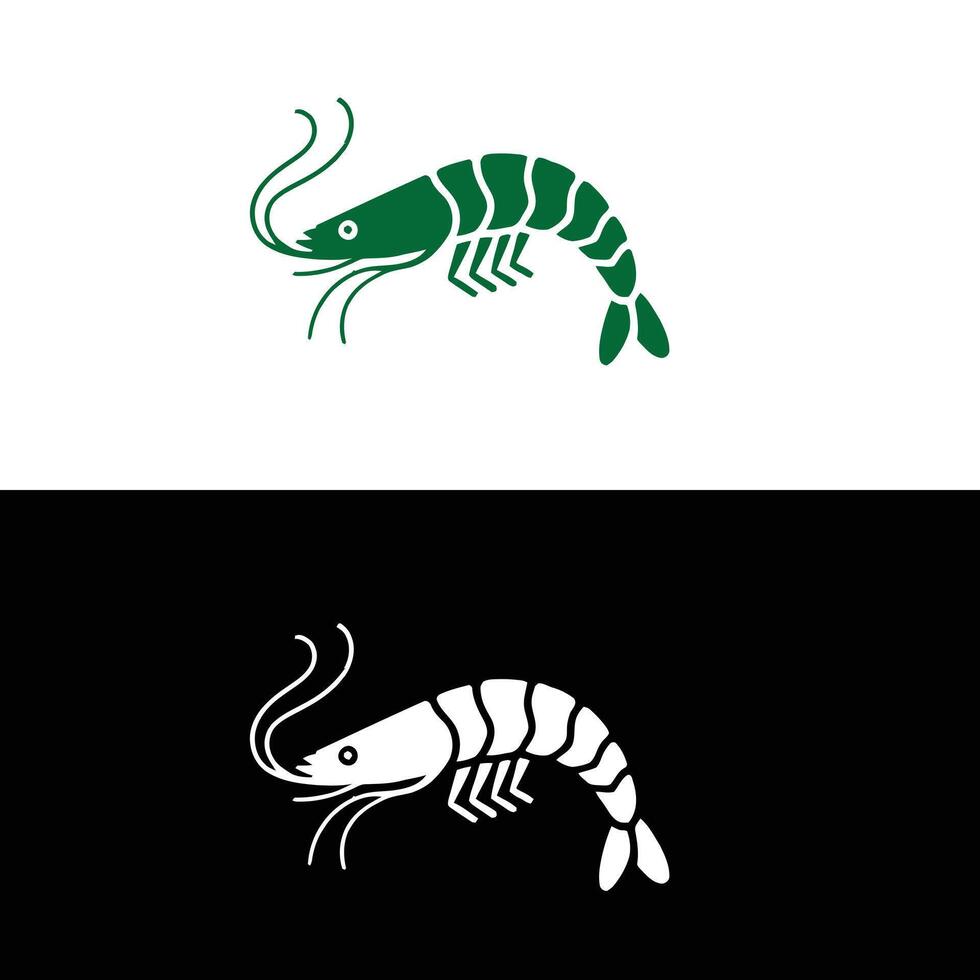 A shrimp logo and a green and white logo vector