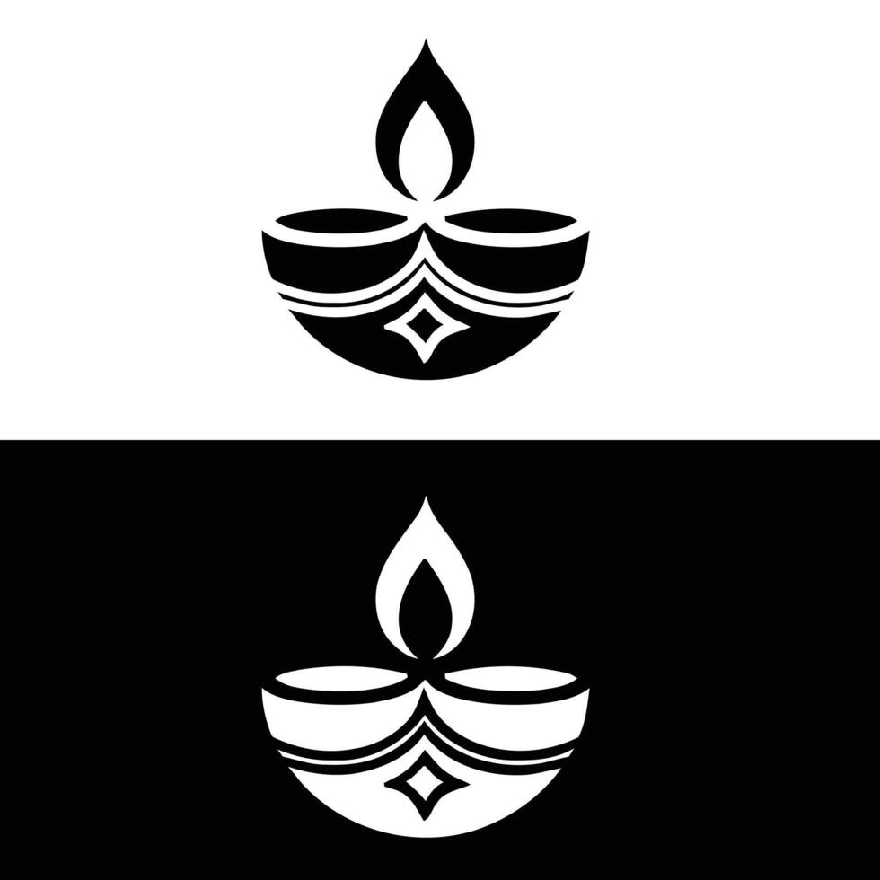 Two black and white logos for diwali vector