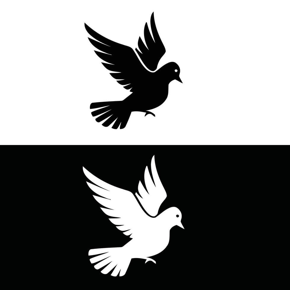Two black and white images of a dove vector