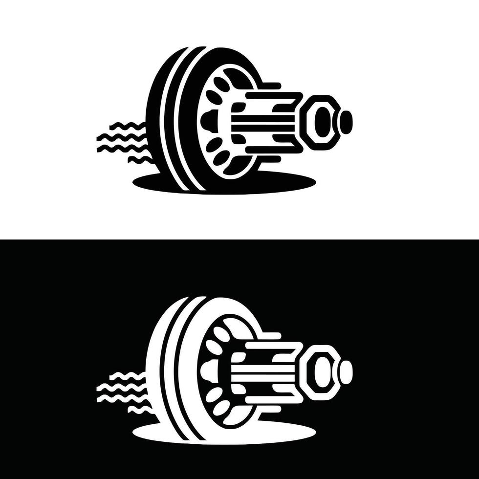 Two black and white logos of a car tire vector