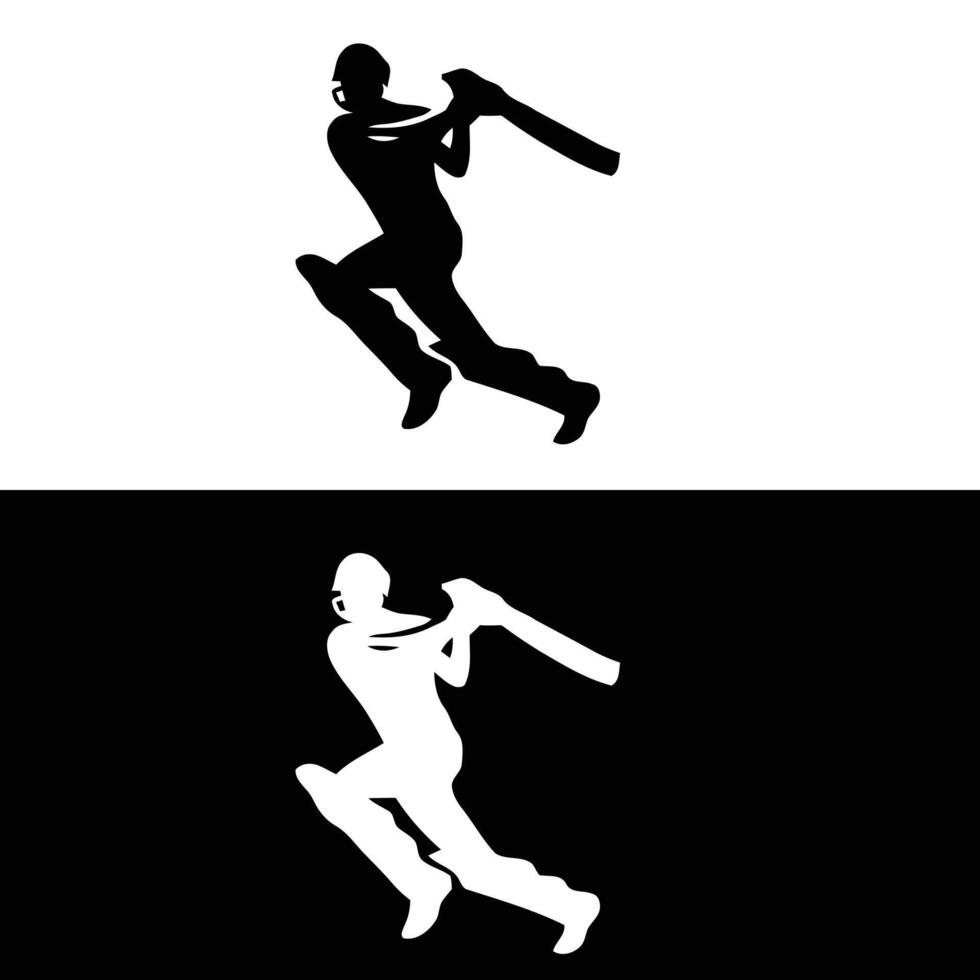 A silhouette of a man hitting a ball with a bat vector