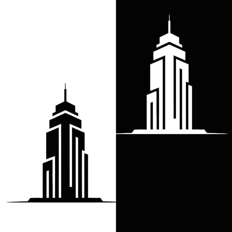 The empire state building is shown in two different vector