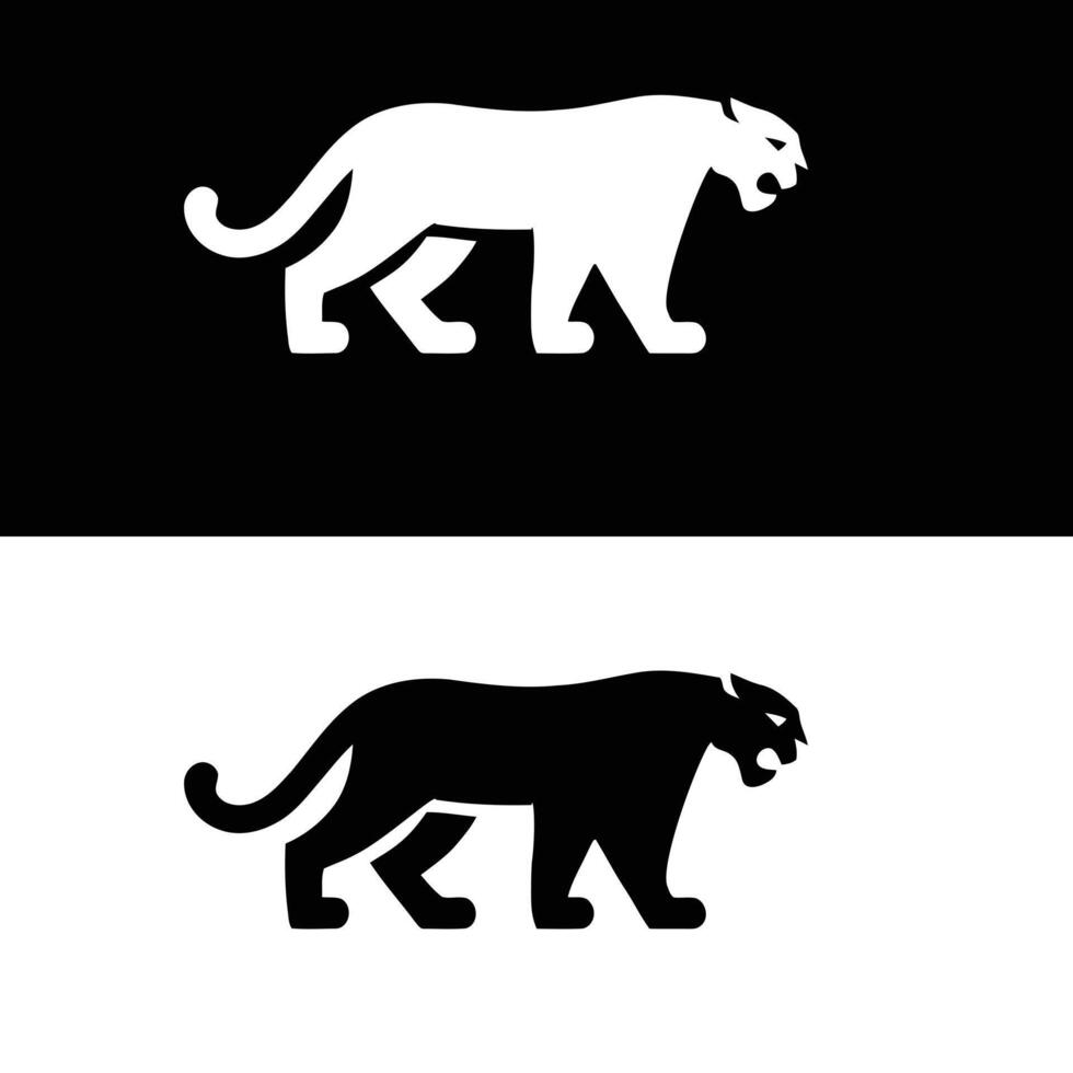 A black and white image of a panther and a white one vector
