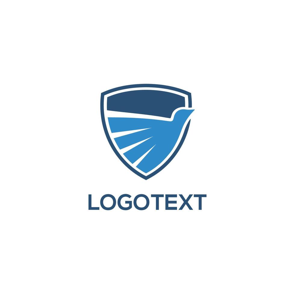 Flying Bird Shield logo design template vector