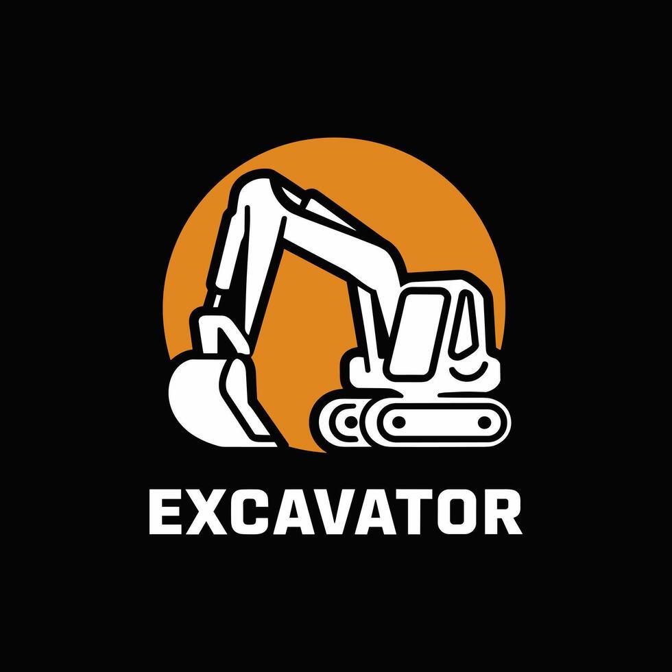 Powerful Logo for Excavator Featuring a Black and Red Outline of a Heavy Construction Vehicle with a Customizable Slogan Area vector