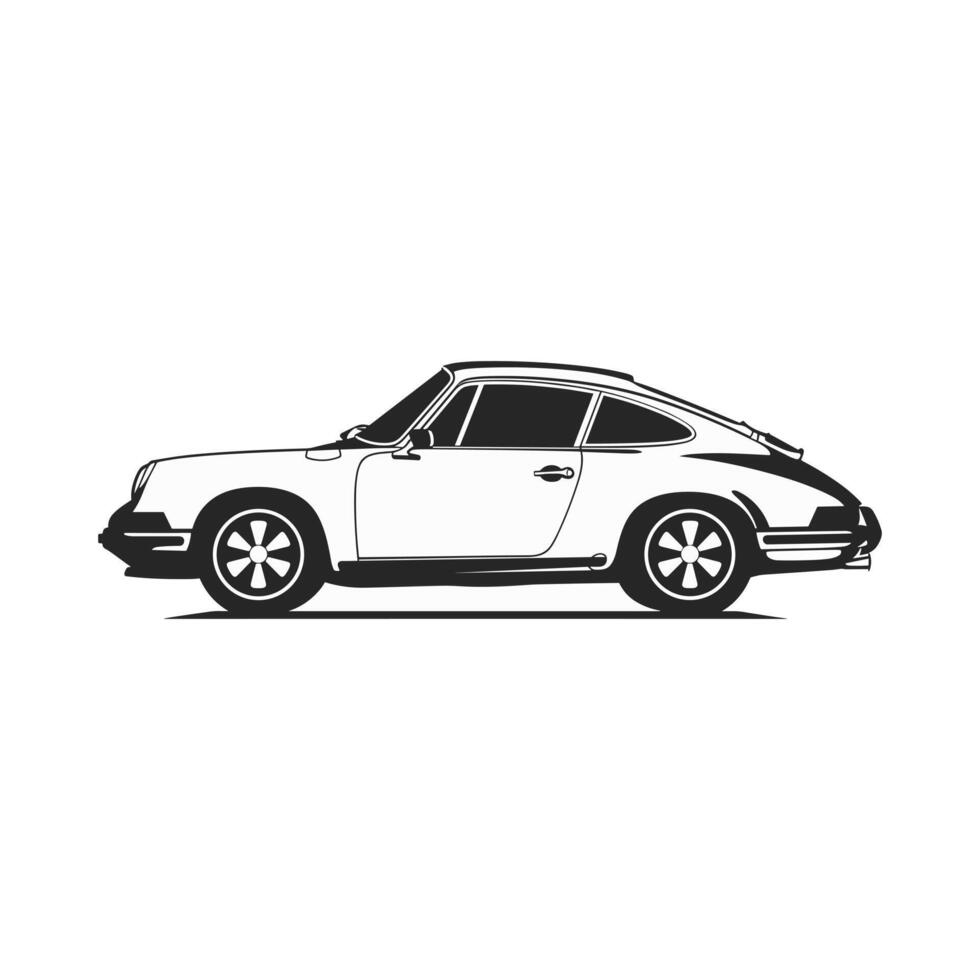 Stylish Black and White Silhouette of a Classic Sports Car Side Profile vector