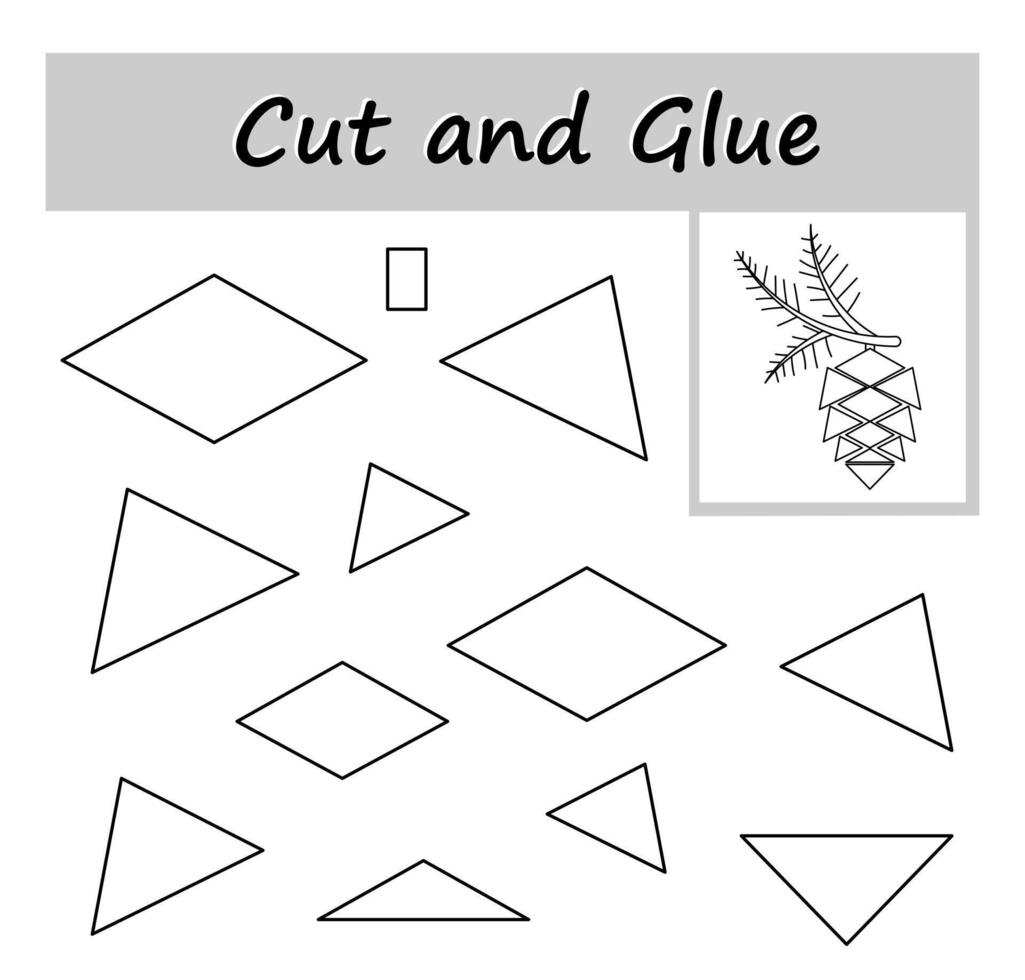 DIY worksheet Color, cut out the parts of the image and glue on the paper. vector