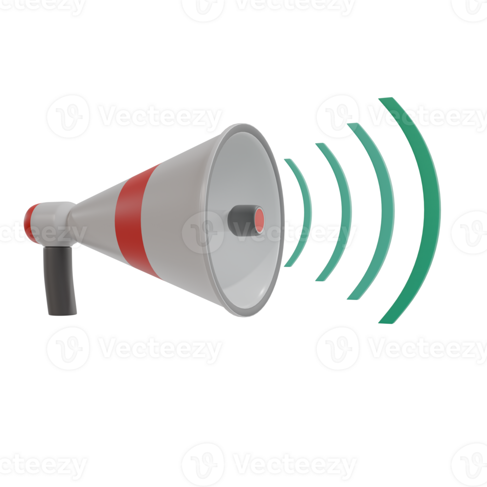 3D Megaphone with Sound Waves png