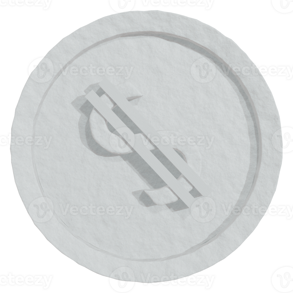 Frozen Coin with Dollar Symbol Icy Style 3D Render png