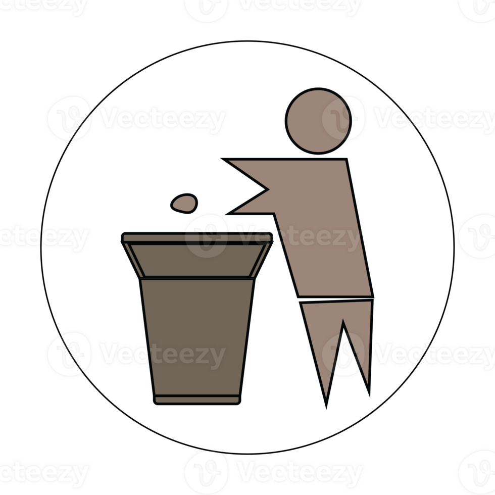 a man throwing trash into a trash can icon png