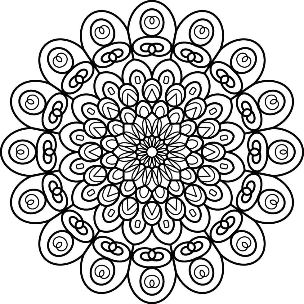 Detailed Black and White Mandala Pattern for Relaxation, Meditation, and Creative Projects vector