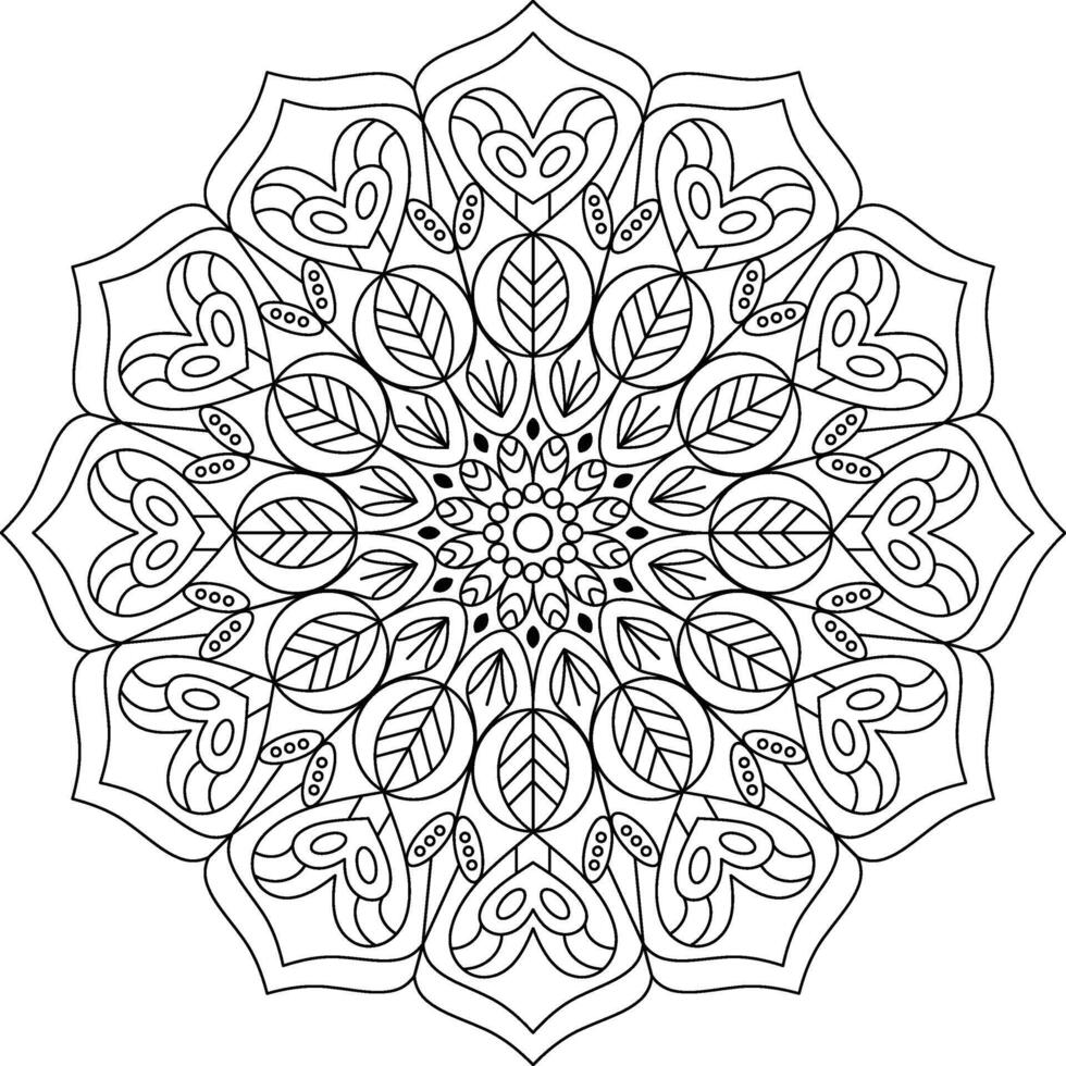Geometric Mandala Outline Pattern for Coloring, Meditation, and Artistic Decoration vector