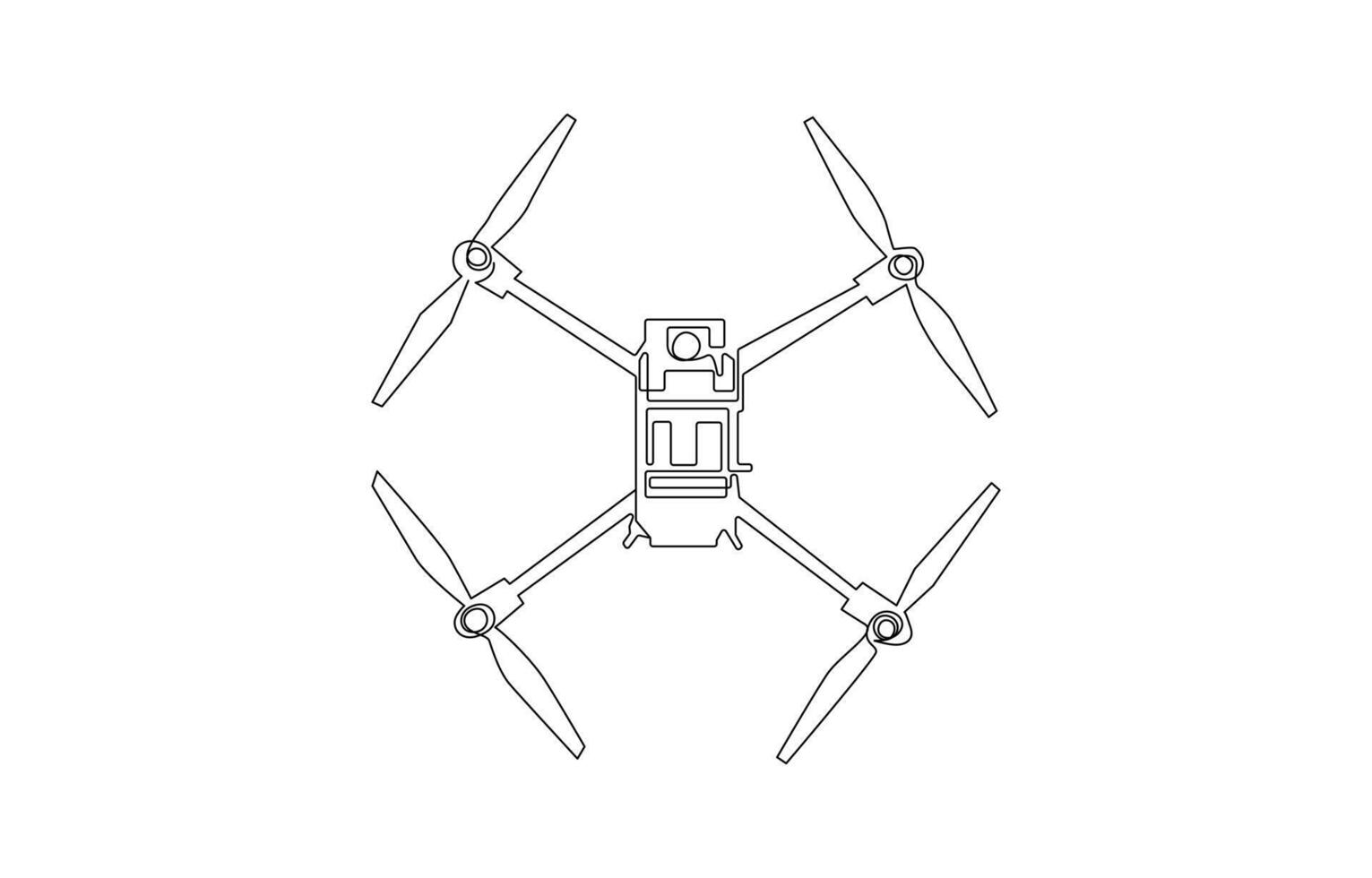 Drone illustration in a single line drawing style vector