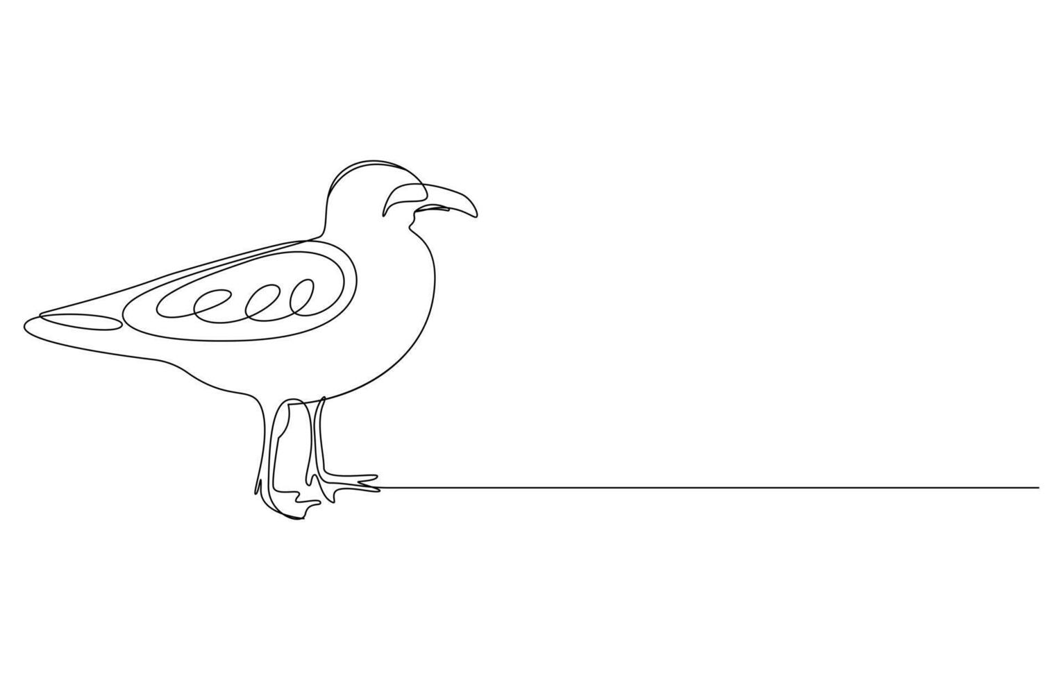 Minimalist Continuous Line Drawing of a Seagull, vector