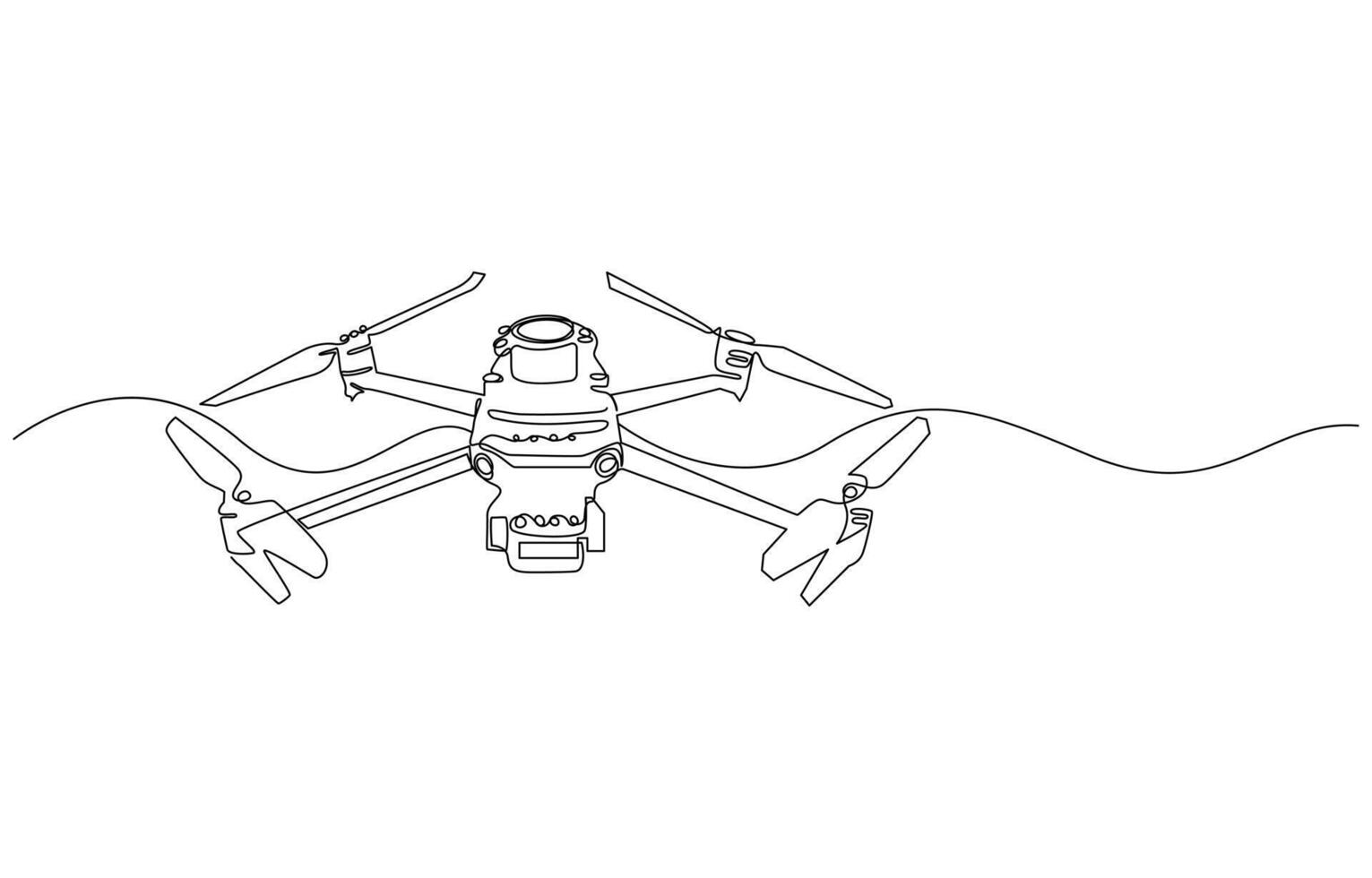 Line art illustration of a drone from above vector