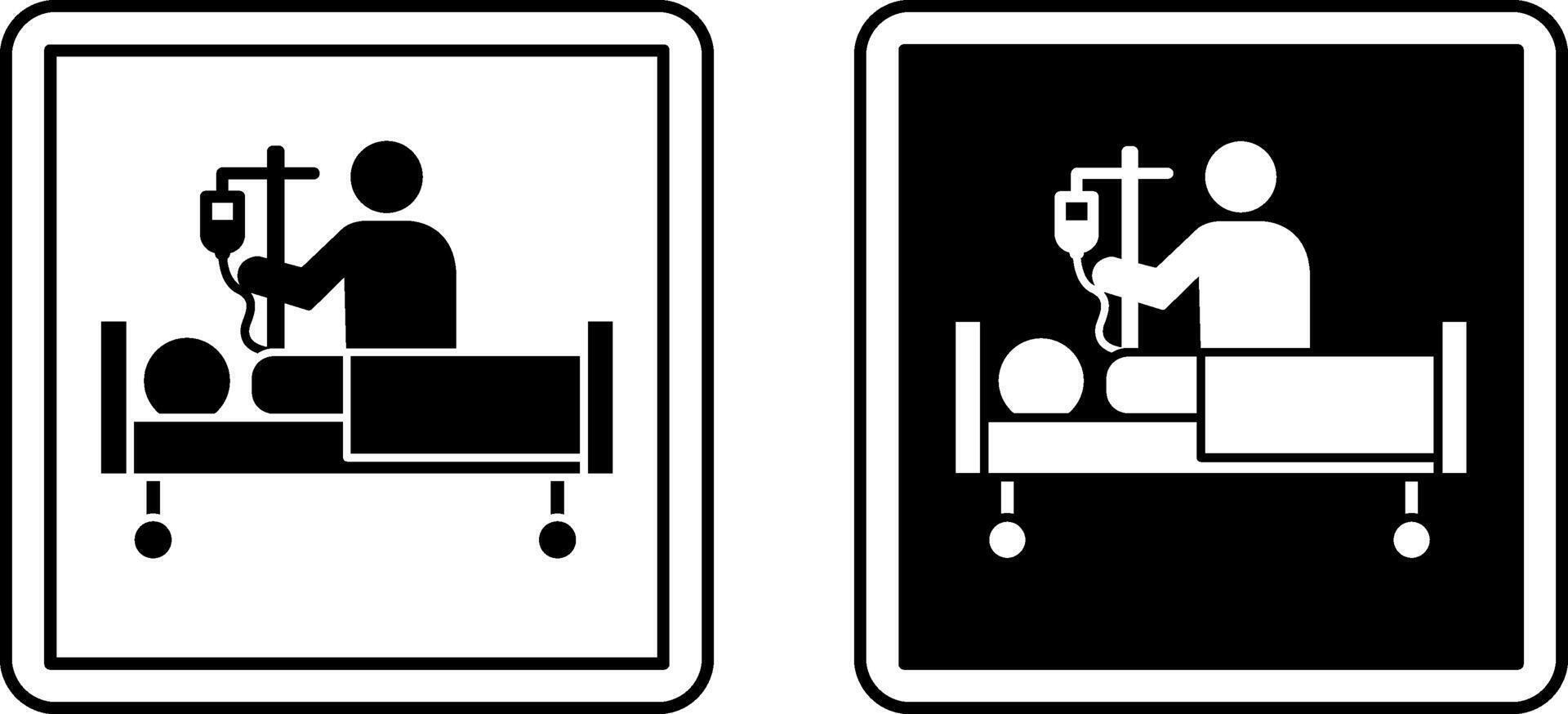 Intensive Care Signs. Black and White Illustrations. Medical Worker Putting a Drip on a Patient, Treating a Sick Person. Signboard in the Department of the Hospital vector