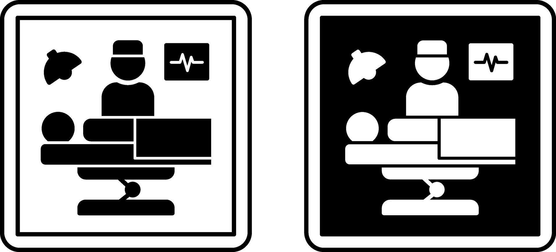 Surgery Signs. Black and White Illustrations. Doctor Standing Near Patient, Surgical Treatment Methods. Warning Sign, Signboard in Hospital Department vector