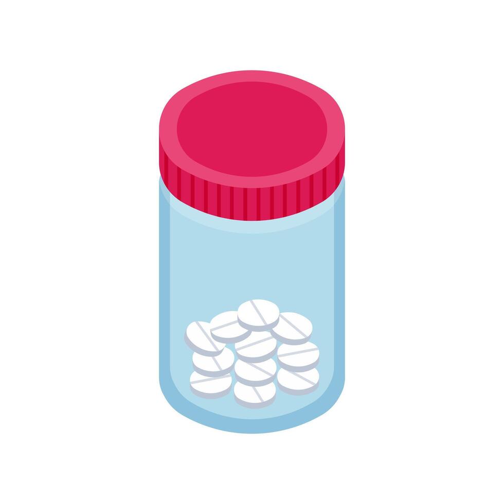 Illustration Design of Glass Bottle Containing White Pill Medicine vector