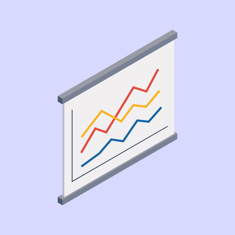 Presentation Board Illustration Design With Isometric Design Style vector