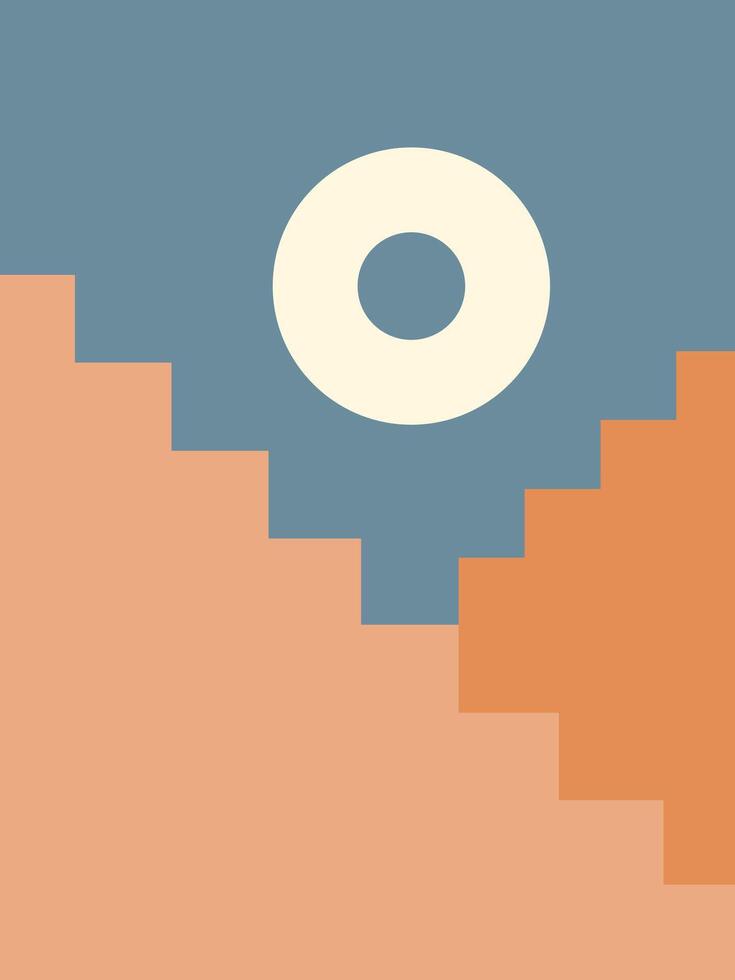 Illustration of 2 Stairs and Circle Above Them vector
