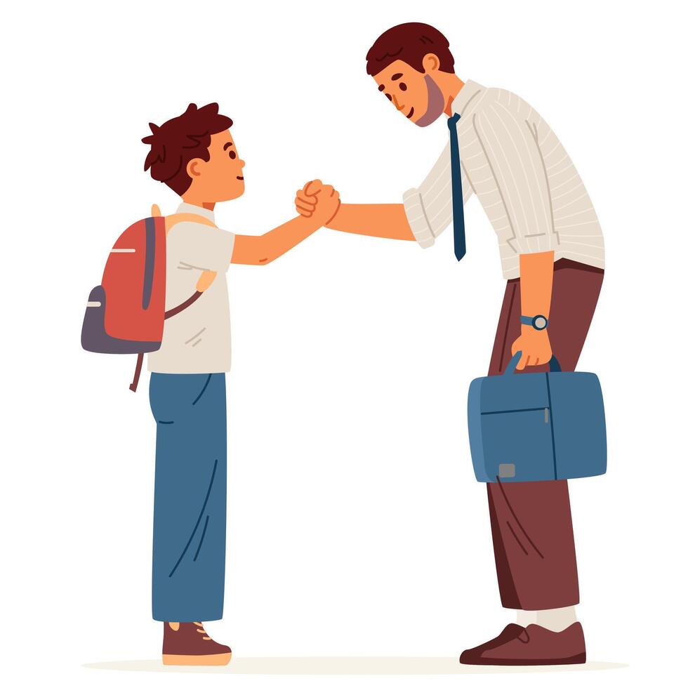 Child and adult shaking hands illustration vector