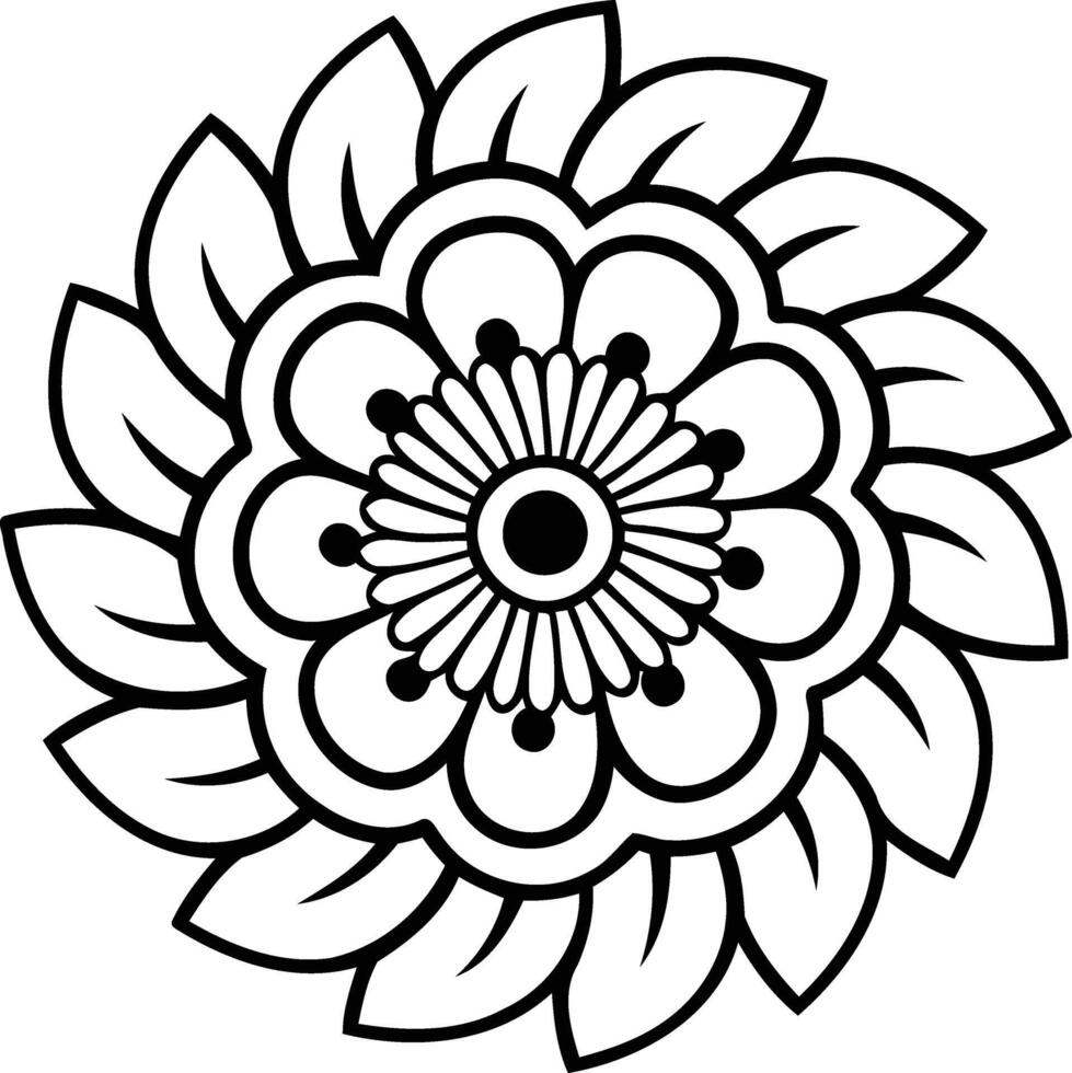 A beautifully intricate floral mandala illustration representing peace and harmony with bold vector