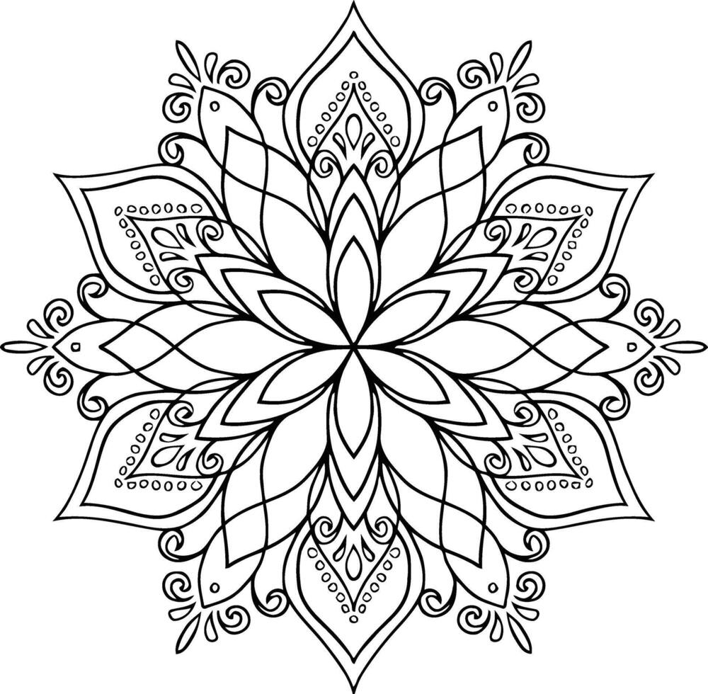 Intricate mandala art symbolizing harmony and balance in a calming mindful practice with clean line vector