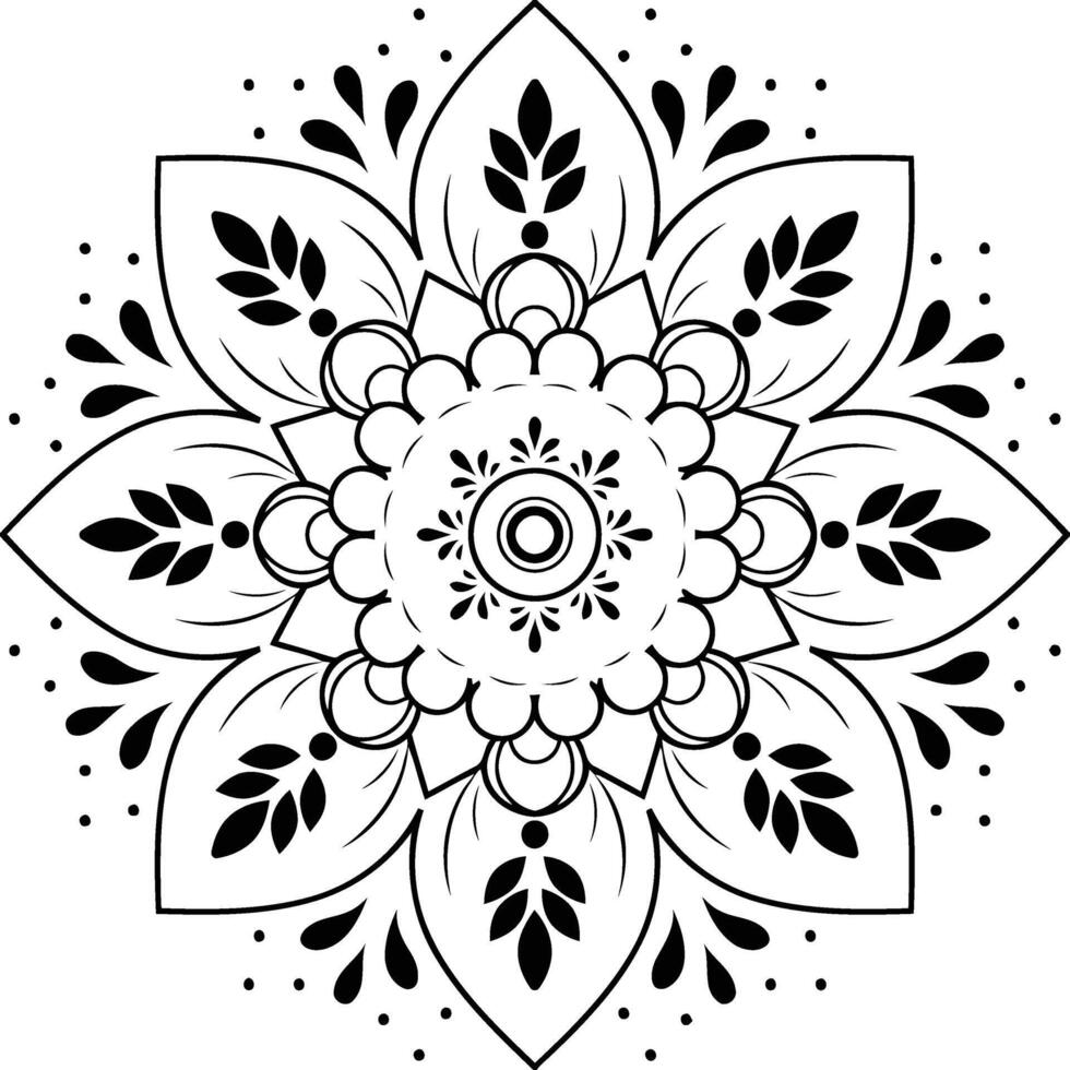 Intricate floral mandala evoking calm and focus a symbol of mindfulness and spiritual journey crisp black line art vector
