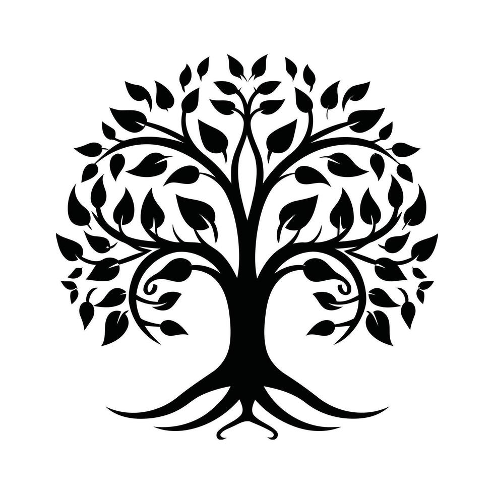 A symbolic silhouette tree of life representing growth family roots and nature s wisdom bold graphic vector