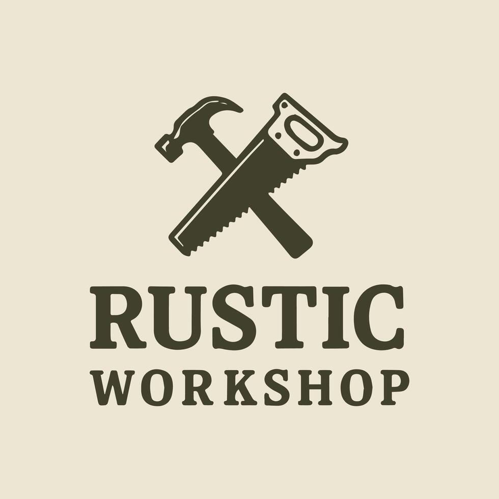 Embrace the Craftsmanship Rustic Workshop Logo Design Featuring Classic Carpenter Tools vector