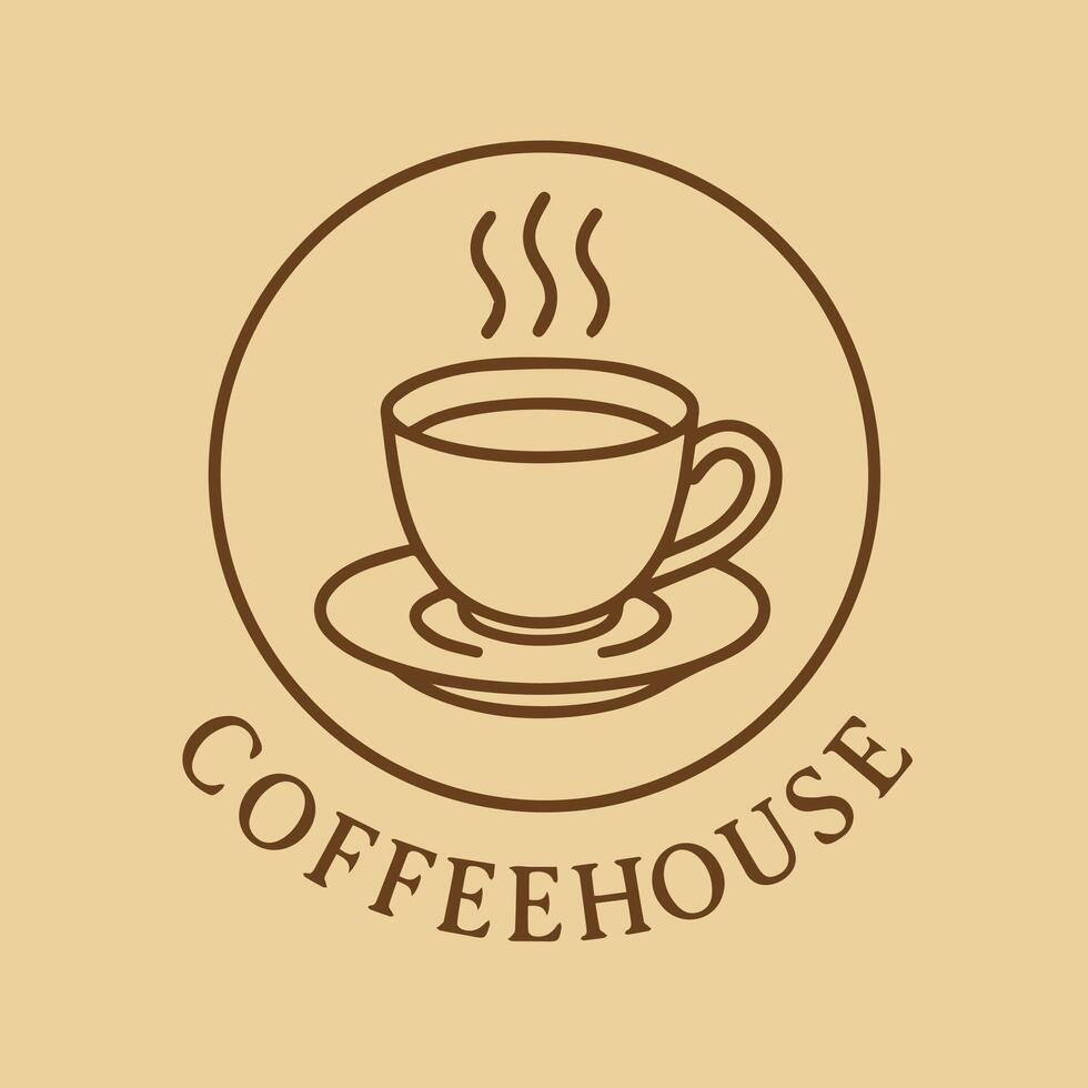 Elegant Simple Coffee House Branding Art with Warm Brown Tones and Steaming Brew vector